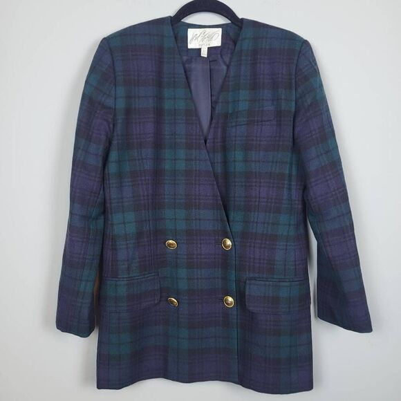 VTG Lord & Taylor Womens Tartan Wool Suit Size 6P Jacket Skirt Academia Preppy - Picture 2 of 14